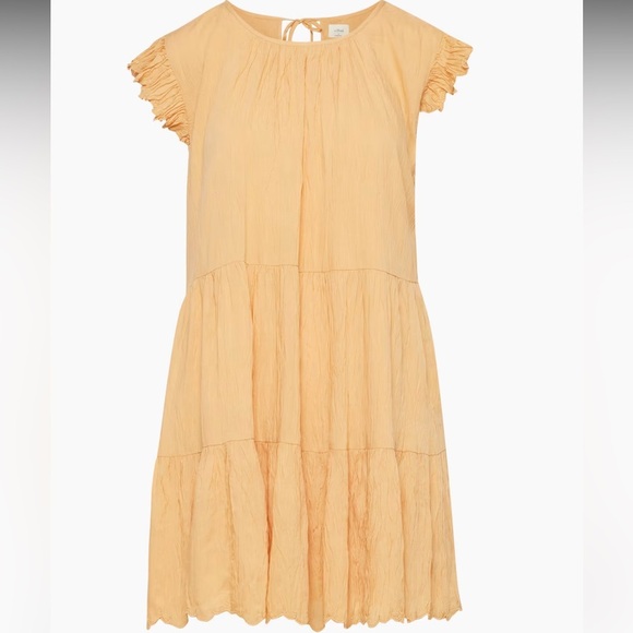 Aritzia Sidonie Tiered Babydoll Mustard light Orange Lightweight  Dress size S - Picture 3 of 9